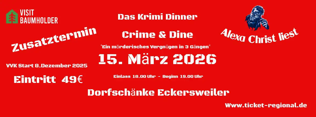 Crime & Dine – das Krimidinner: Ein mörderisches Vergnügen in 3 Gängen +++ ZUSATZTERMIN +++